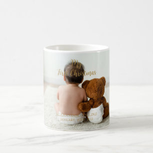 Custom Baby Foto Mein erstes Weihnachts-Gold-Scrip Kaffeetasse