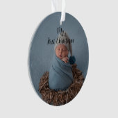 Custom Baby Foto Mein erstes Weihnachtsschwarz Ornament (Vorderseite)