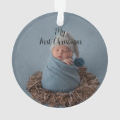 Custom Baby Foto Mein erstes Weihnachtsschwarz Ornament (Rückseite)