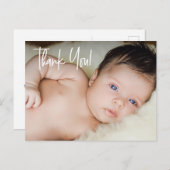 Custom Baby Foto Minimal Modernes Skript Vielen Da Ankündigungspostkarte (Vorne/Hinten)