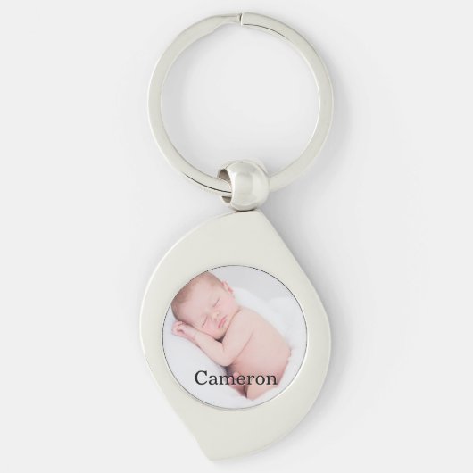 Custom Baby Foto Name Schloss personalisiert Schlüsselanhänger (Vorderseite)