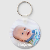 Custom Baby Foto Personalisiert Name & Geburtstag Schlüsselanhänger (Vorderseite)