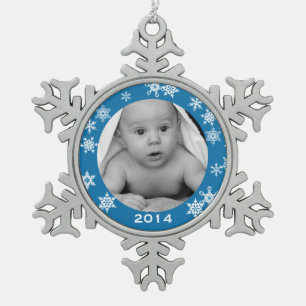 Custom Baby Foto Snowflake Weihnachtsschmuck Schneeflocken Zinn-Ornament