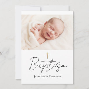 Custom Baby Foto Taufe Gold Cross Chic Einladung