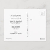 Custom Baby Geburtsankündigung Chalk Vielen Dank Postkarte (Rückseite)