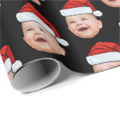 Custom Baby-Gesicht Foto-Weihnachtsmannmütze Geschenkpapier (Rolleneckpunkt)