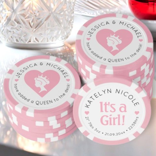 Custom Baby Girl Ankündigung Personalisiert Pokerchips