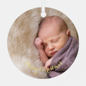 Custom Baby Girl Boy Erstes Weihnachtsfest Foto DI Ornament Aus Metall (Rückseite)