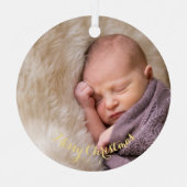 Custom Baby Girl Boy Erstes Weihnachtsfest Foto DI Ornament Aus Metall (Vorderseite)