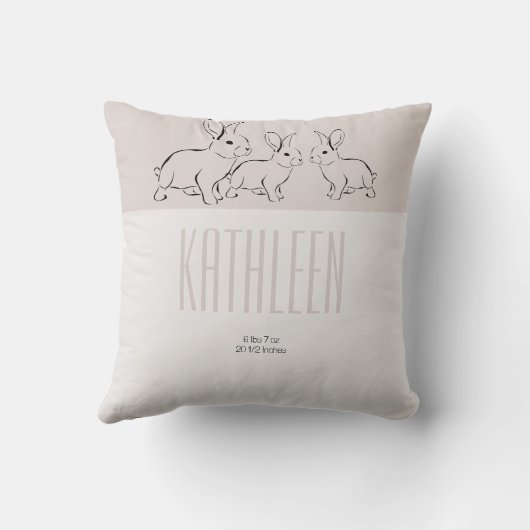 Custom Baby Girl Champagne Geburtsinformationen Kissen (Rückseite)