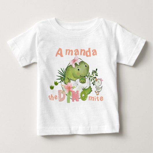 Custom Baby Girl Dinosaur DINO Mite T - Shirt (Vorderseite)