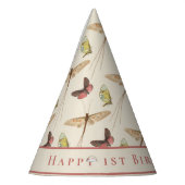 Custom Baby Girl First Birthday Fun Bug Pattern Partyhütchen (Links)