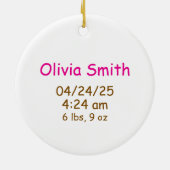 Custom Baby Girl First Christmas Ornament (Hinten)