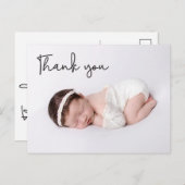 Custom Baby Girl Foto danke Script Ankündigungspostkarte (Vorne/Hinten)