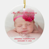 Custom Baby Girl My First Christmas Ornament Red (Vorne)