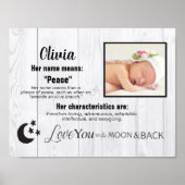 Custom Baby Girl Name Foto Liebe Sie zum Mond Poster (Vorne)