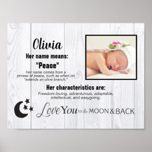 Custom Baby Girl Name Foto Liebe Sie zum Mond Poster