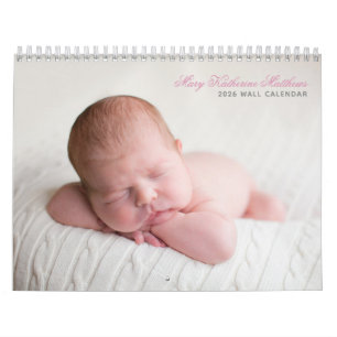 Custom Baby Girl Neugeborenes Foto Chic Pink 2026  Kalender