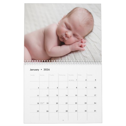 Custom Baby Girl Neugeborenes Foto Chic Pink 2026 Kalender (Jan 2026)