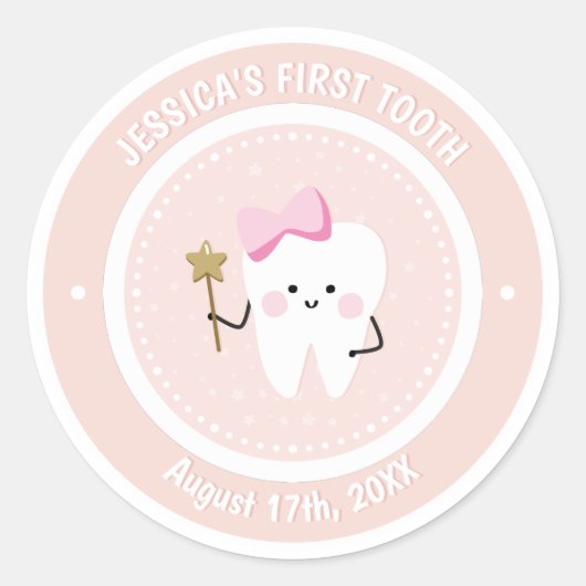 Custom Baby Girl Tooth Fairy Sticker (Vorderseite)