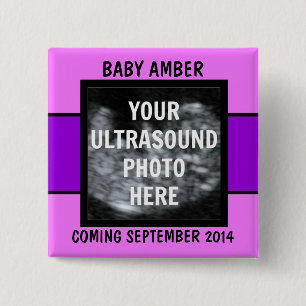 Custom Baby Girl Ultrasound Foto Button