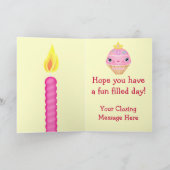 Custom Baby Girl's First Birthday Cupcake Card Karte (Innenseite)