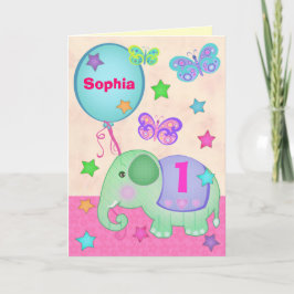Custom Baby Girl's First Birthday Cupcake Card Karte