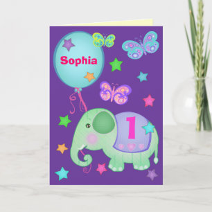 Custom Baby Girl's First Birthday Cupcake Card Karte