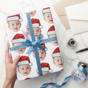 Custom Baby Head Foto Weihnachtsmannmütze Weihnach Geschenkpapier