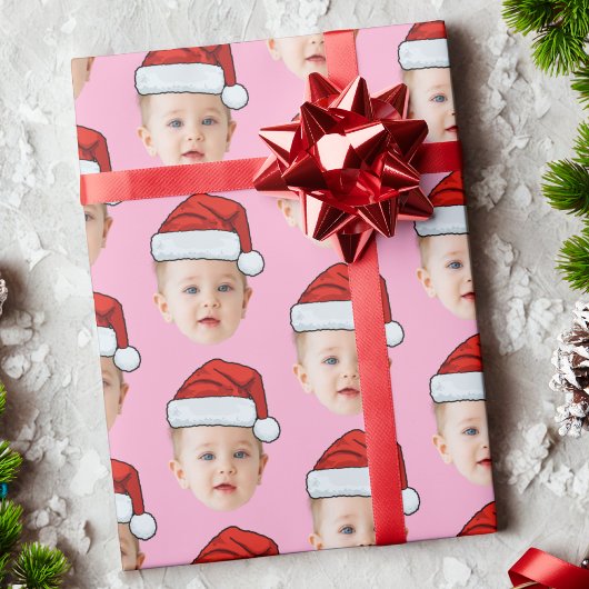Custom Baby Head Foto Weihnachtsmannmütze Xmas Pin Geschenkpapier
