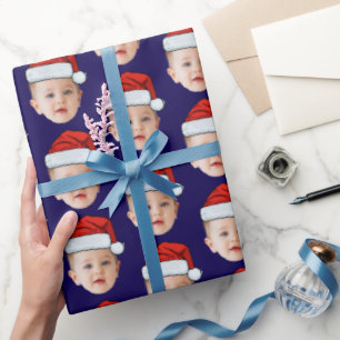 Custom Baby Head Gesicht Foto Weihnachtsmannmütze Geschenkpapier