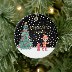 Custom Baby Keepake Fireman Weihnachtsbaum Keramik Ornament