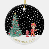 Custom Baby Keepake Fireman Weihnachtsbaum Keramik Ornament (Vorne)