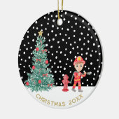 Custom Baby Keepake Fireman Weihnachtsbaum Keramik Ornament (Links)