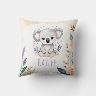 Custom Baby Koala Pillow Boho Floral Design - Kissen
