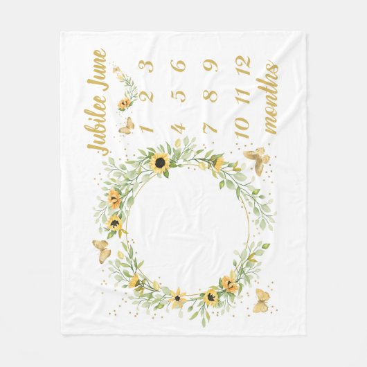 Custom Baby Meilenstein Monatsblanken, Sonnenblume Fleecedecke (Vorderseite)