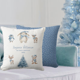 Custom Baby My 1st Christmas Woodland Kissen