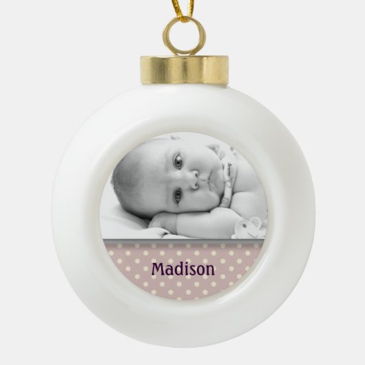 Custom Baby Name and Foto Ball Ornament (Vorderseite)