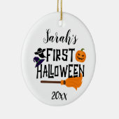 Custom Baby Name and Foto First Halloween Pumpkin Keramik Ornament (Rechts)