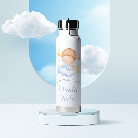 Custom Baby Name Blue Cloud Trinkflasche