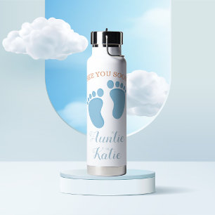 Custom Baby Name Blue Footprints Trinkflasche