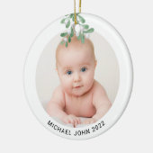 Custom Baby Name Foto Christmas Watercolor Keramik Ornament (Links)