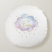 Custom Baby Name Lavender Watercolor Cloud Gold Ey