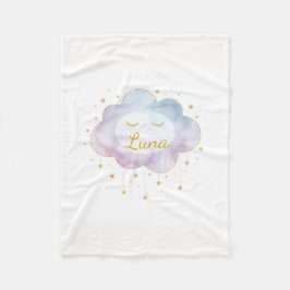 Custom Baby Name Lavender WatercolorFleece Blanket Fleecedecke