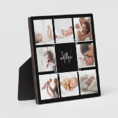 Custom Baby Name & Monogram Foto Collage Black Fotoplatte (Vorderseite)