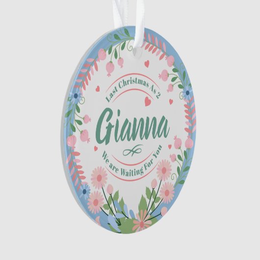 Custom Baby Name Ornament for Erwartete Familien (Vorderseite)