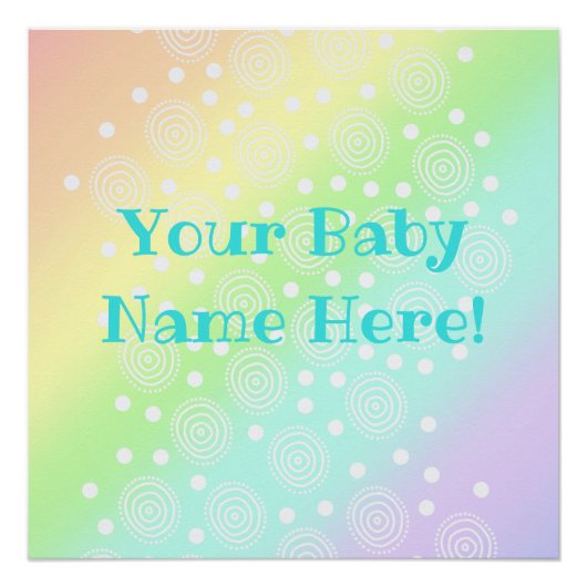 Custom Baby Name Pastell Rainbow Kinderzimmer Prin Poster (Vorderseite)
