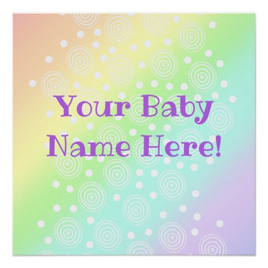 Custom Baby Name Pastell Rainbow Kinderzimmer Prin Poster (Vorderseite)