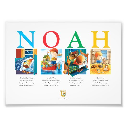 Custom Baby Name Print - Noah Alphabet Art for Nur Fotodruck (Vorne)