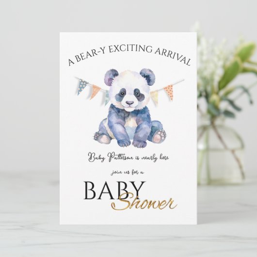 Custom Baby Panda Baby Shower Einladung (Stehend Vorderseite)